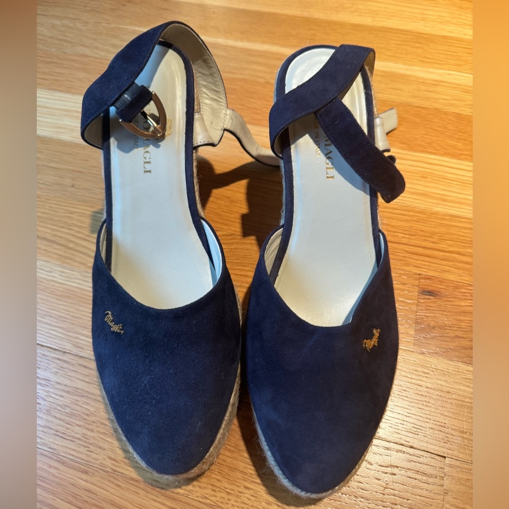 Brunomagli MARES SUEDE PLATFORM ESPADRILLE WEDGE - NAVY